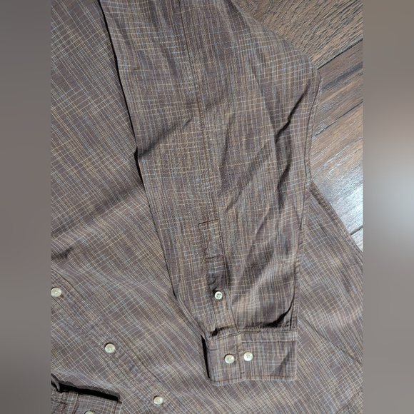 Tommy Bahama Men's Size XL Brown Beige Blue Striped Long Sleeve Button Up Shirt - Picture 5 of 14